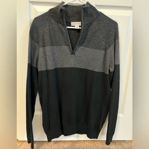 Calvin Klein Men’s Black and Grey Quarter Zip Sweater